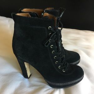 Juicy Couture black lace up heeled booties